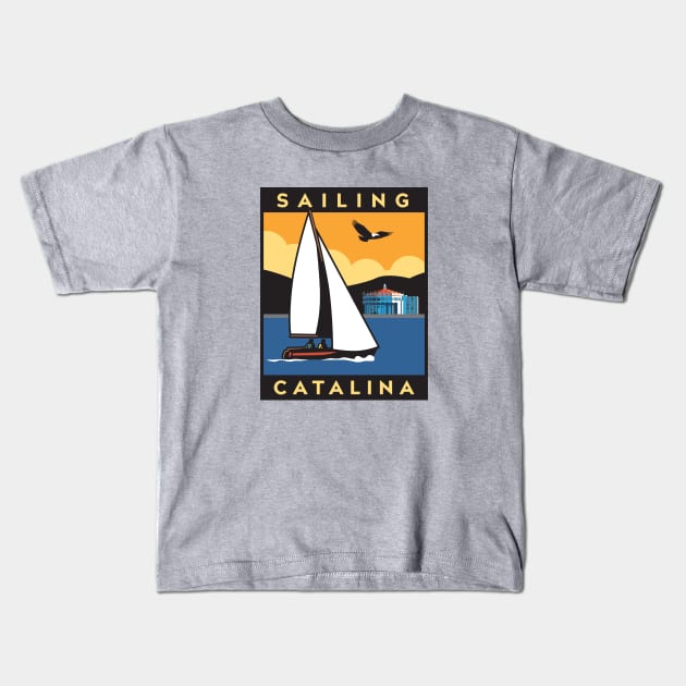 Sailing Catalina Kids T-Shirt by Retron